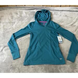 Reel Legends Hoodie Shirt Women's Athletic Light Weight Thumb Holes Teal XSmall